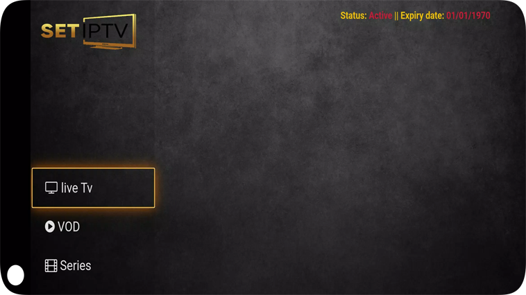 SETIPTV main menu